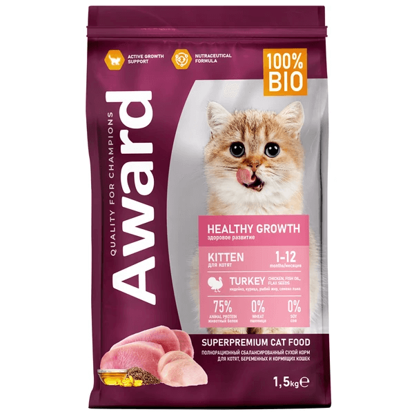 suhoj-korm-award-healthy-growth-dlya-kotyat-ot-1-mesyaca-beremennyh-i-kormyashchih-koshek-s-indejkoj-i-kuricej